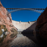 Photo of Glen Canyon Dam seen from down stream