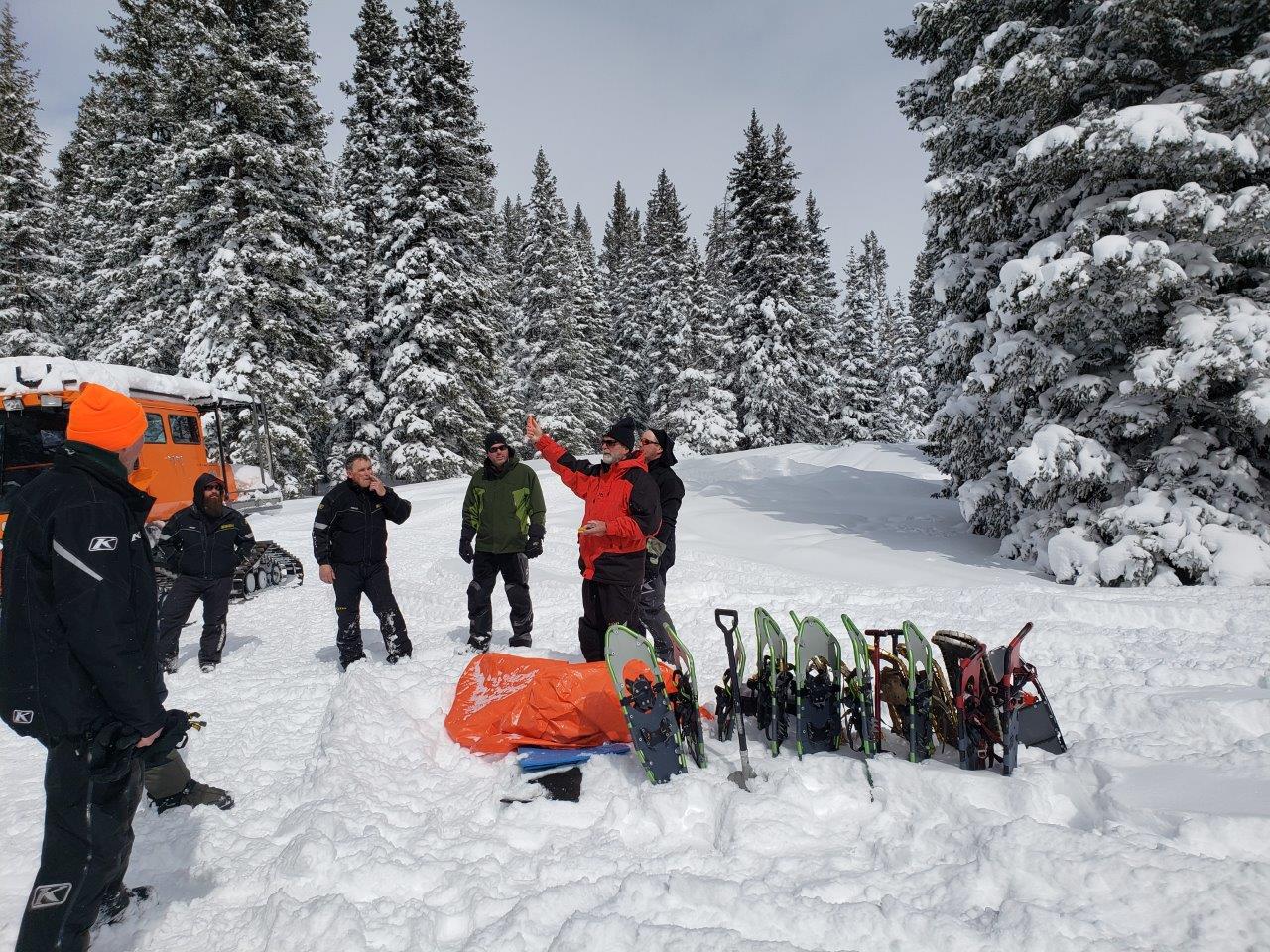 Participants setting up makeshift shelter